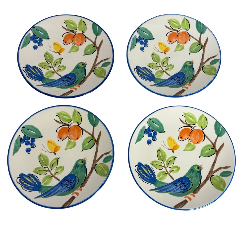Vintage Mikasa Spring Song Bird Salad Plates Set of 4 Butterfly DW105 Plate